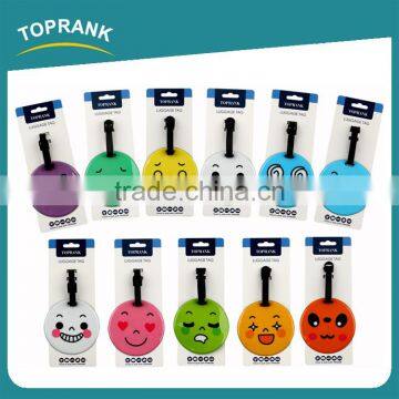 Toprank Custom Colorful Strip Emoji Suitcase Baggage Tag Travel Airline PVC Luggage Tag Bag Tag Travel ID Card