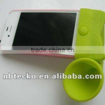 Eco-friendly silicone cute design cell phone holder with loud-speaker