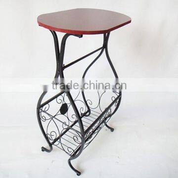 RH-02 Wood Top Gramercy Scroll-Design Bathroom Storage Coffee Table Metal Table photo-3