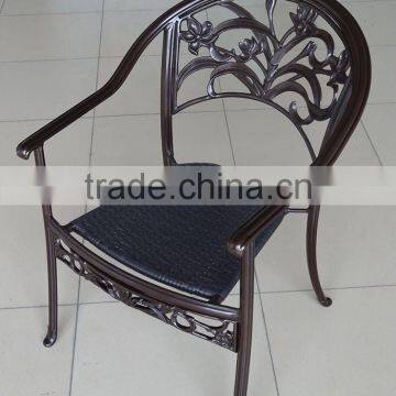 restaurant terrace metal chairs cast aluminum chair/bronze metal dining chair/metal frame dining chair rattan weaving seat