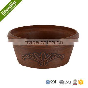 Antique Round Hand Carved Plastic Flower Pot photo-4