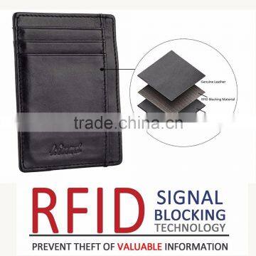 RFID Genuine Leather ID Business Credit Card Holder Italian Vegetable Tanned Leather Durable Ultra Multiple Slim photo-2