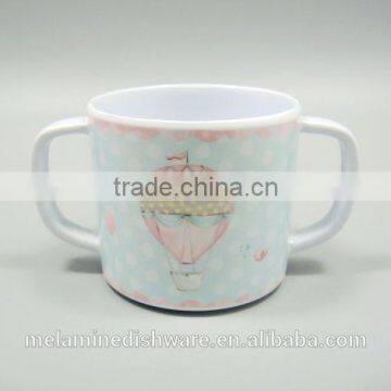 Two handle high quality kids milk water soup drinking mug melamine cup