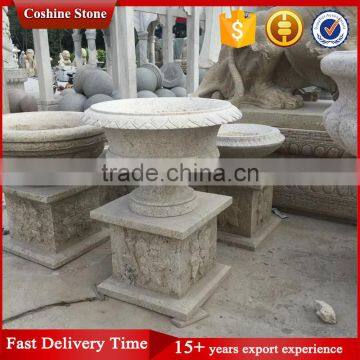 Natural Yellow Granite Flower Pot For Garden Decoration photo-2