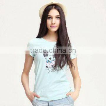 2017 fashion cotton blue ladies t-shirt, promo t-shirt ,dog t-shirt