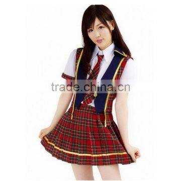 School Girls Cotton Frocks Uniform Design/plaid Skirt for Girls