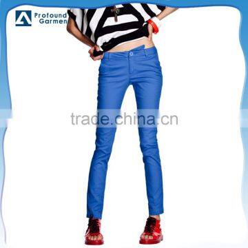 OEM fashion bright color slim fit narrow bottom pencil trousers pants for women