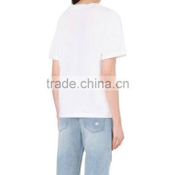 Wholesale Women Round Neck Cotton and Linen-blend T-shirt(DQE0090T) photo-3