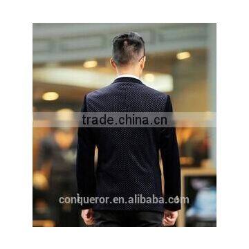 Dark Blue Wool 'M Line' 3-Button Suit With Flat Front Pants (SHT1067) photo-2