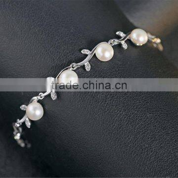Natural Style Olive Branch 925 Sterling Silver Bracelet for Women photo-2