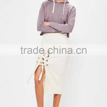 Purple Washed Hoodie Raw Hem Custom 100% Cotton French Terry Raglan Sleeve Women Cropped Hoodies photo-5