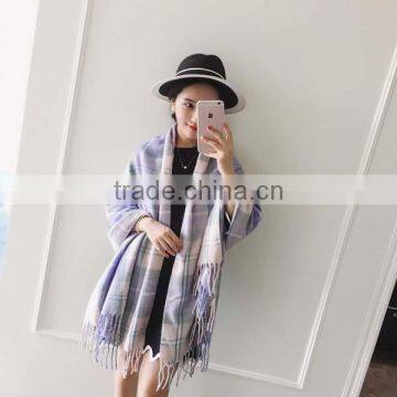 Popular Style Girl Scarf Spring and Autumn Grid Imitated Cashmere Material Useful for Nearly Any Occasion Ladies Cappa photo-4