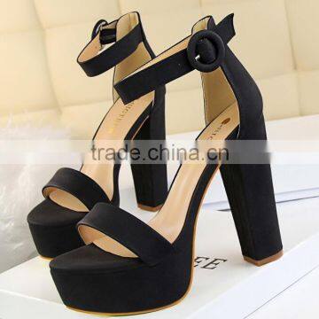 Zm50270b Europe Chunky Heels Slim Women Sexy High Heel Shoes Open Toe Buckle Lady Sandals photo-3
