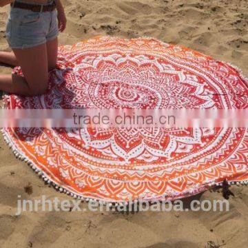 Custom Cotton Printing Round Beach Towels With Tassels photo-3