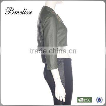 2014-2015 Stylish Women's Half pu Jacket Fake Fur pu Jacket for Lady photo-2