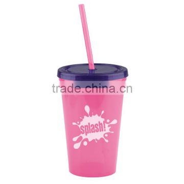 USA Made 16 oz Insulated Tumbler With Straw And Lid - double-wall, BPA/BPS-free and comes with your logo