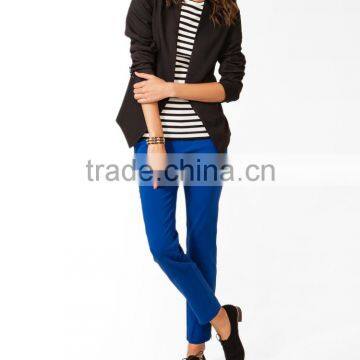 Collarless Faux Leather Blazer photo-5