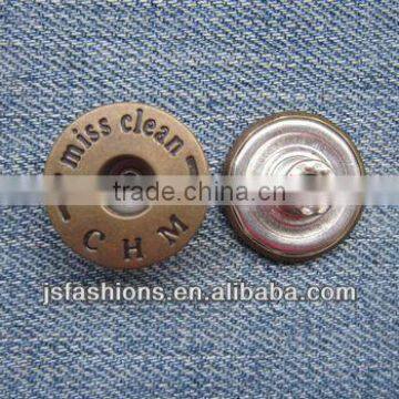 Engraved letter brass jeans buttons in high quality JS -2010