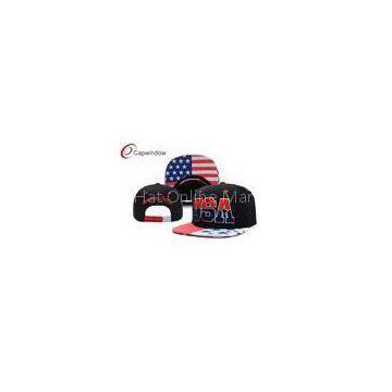 USA Flag Printing Snapback Baseball Caps With 3D Embroidery On The Crown