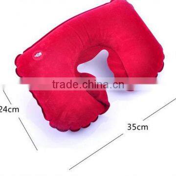 ECO - friendly 5 solid colors flocking travel pillow inflatable