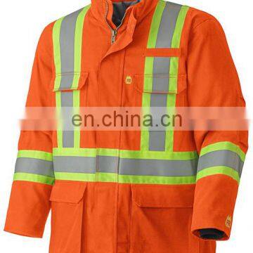 Hi Vis Orange Polyester Reflective Waterproof Bomber Jacket