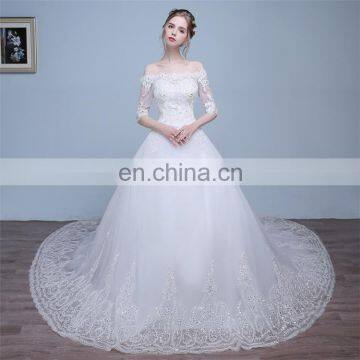 HS1624 2017 Bling Wedding Dress China Long Train Sequined Appliqued Embroidery Bridal Ball Gown