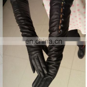 long embossed sheepskin long dress gloves