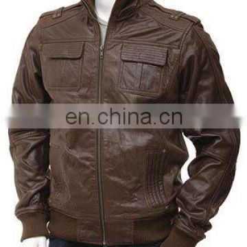 Men Sheep Leather Jacket/ Brown Fashion Leather