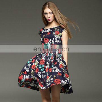 High quality sleeveless super dress fashion elastic waist dress summer 2016