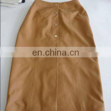 Ladies Genuine Sheep Leather Skirt With Button in Front