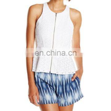 Hot sale most popular womens fitness tank fahsion top with central front zipper