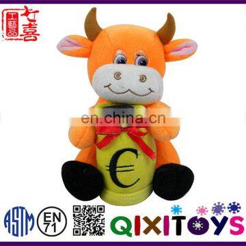 Professional customized cow shaped plush piggy bank