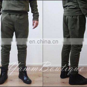 Men's Slim Fitted Quilted sides Bottom Zip Closure Sweatpant Jogger Pants Jersey / Casual Pants-Trouser