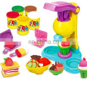 Creative DIY kids non-dry play dough set 3D mud color clay plasticine ice cream mold tool set