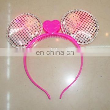 cheap party plastic LED flashing lighted Mickey Minnie ear headband PH-0053