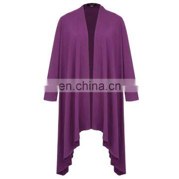 Hanna Nikole Women's Plus Size Comfortable Long Sleeve Open Front Purple Tops Coats HN0034-3