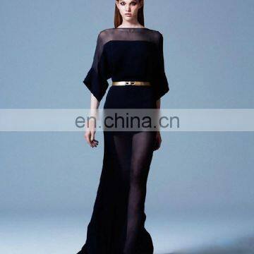 2015 Lattest Slim Fishtail Silk Dress Party Dress Designer One Piece Party Dress Girl Party Wear Western Dress photo-3