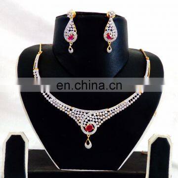 American Diamond Necklace set - Party wear CZ Jewellery - Wholesale Fashion wear Diamond Jewellery - 2016 Cubic Zirconia Jewelry