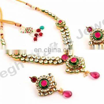 Designer Real Kundan Necklace set - Indian Ethnic Kundan Necklace Set -Gold plated Kundan Necklace set -