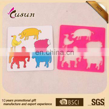 Funny and plastic novetly promotion cartoon animal stencil ruler for kids