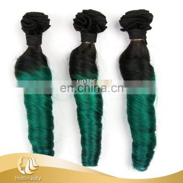 Newest High Quality Omber Green Color Remy Spiral Curl Hair Weaving