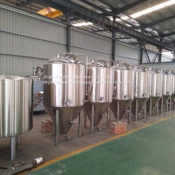 Beer fermentation tank, conical fermenter with cooling jacket