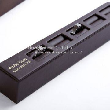 Long PU Rings Display Stand Luxury Wooden Rings Jewelry Display With Custom Logo photo-3