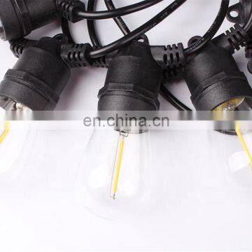 Waterproof outdoor string light 48FT S14 LED Bulbs E26 E27 for Holiday Garden Patio Christmas Use fairy string light