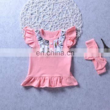 New Fashion Baby Girl Clothing Sets 100% Cotton Ruffle Aeolian Bells Printed Pink Kids Girl Boutique Outfits photo-3