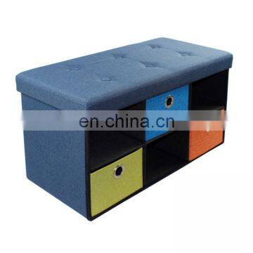 Ruitai custom fabric design storage ottoman bench six drawers upholstered stool ottoman