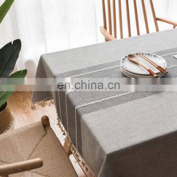 Embroidery Tassel Tablecloth Linen Tablecloth Table Cover for Kitchen Dining Room