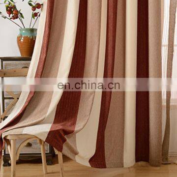 Wholesale Cheap Price Custom Thick American Style Stripe Patchwork Chenille Fluffy Fabric Shade Curtain With Attached Valance photo-7