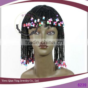 Short fake synthetic party dress hair braid & bead wig