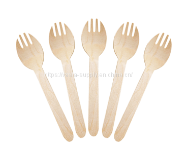 Biodegradable Birch Wood Cutlery Disposable Wooden Spork Compostable Wooden Spork, for Party Supplies, Camping, BBQ, Salad, Ice Cream, Disposable Wood Party Tableware photo-4